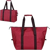 DoroSun Insulated Grocery Thermal Tote Bags for Frozen Cold Hot Foods, Reusable Insulation Zippered Bag for Shopping, Travel, Picnic or Lunch, Red