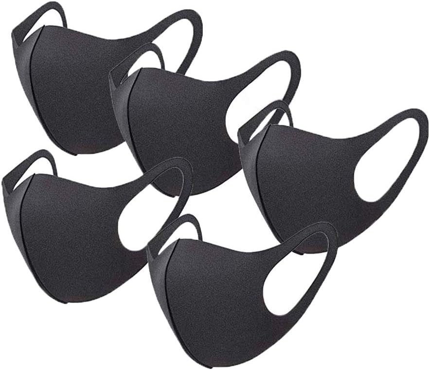 Yoruii Anti Dust Face Mouth Mask Reusable Mouth Dust Masks, Black Cotton Face Anti Pollution Mask (6 PACK)