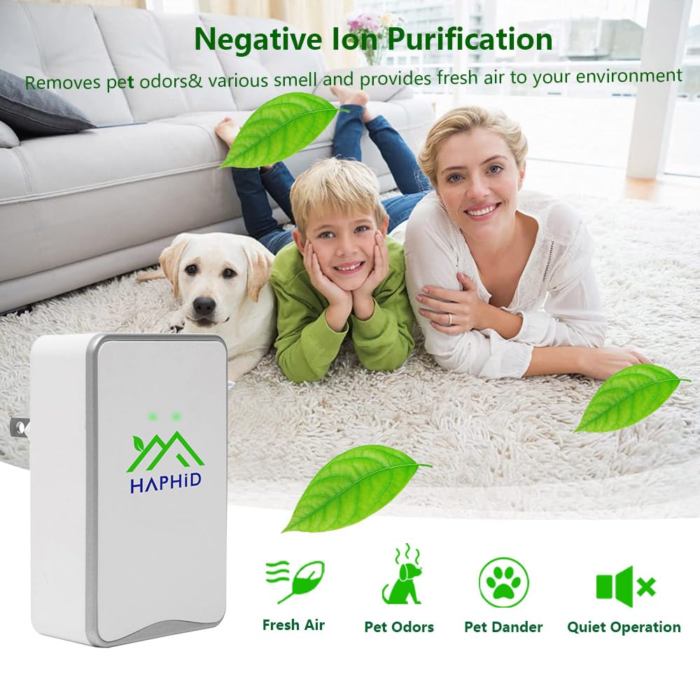 Ionizer Air Purifier/Air Ionizer Plug In Ion Generator with Highest Output - Up to 32 Million Anions/Sec,Portable Filterless & Ion Air Purifier for Purify: Odors,Pets Smell Etc (3-Pack,Silver)