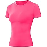 Moozava Women's Compression Shirt Short Sleeve Workout Tops Athletic T-Shirts Base Layer for Gym Running Yoga Sports