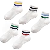 Turnozyl Crew Socks Striped Retro Socks Cotton Casual Mini Quarter Calf Socks