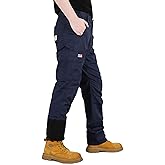 BOCOMAL FR Cargo Pants for Winter Modacrylic Cotton Fleece Lined Strecth Ripstop Fire/Water/Stain Resistant Work Outwear