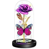 Christmas Rose Gifts for Women, Galaxy Glass Rose Flower Birthday Gifts for Mom Grandma Friends Teachers, Beauty and Beast Forever Rose Gifts for Christmas Valentine's Day Mother's Day Anniversary