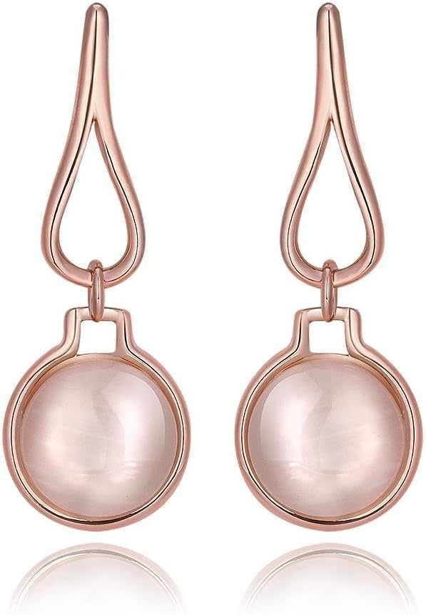 Genuine rose jewellery 18ct Rose Gold Plated Mother Of Pearl Opal Hanging Earrings Great Christmas Gift