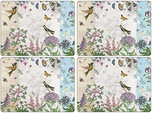 Botanic Garden Hummingbird 4-Piece Placemat, Wood, Multi-Colour, 29 x 40.1 x 0.58 cm