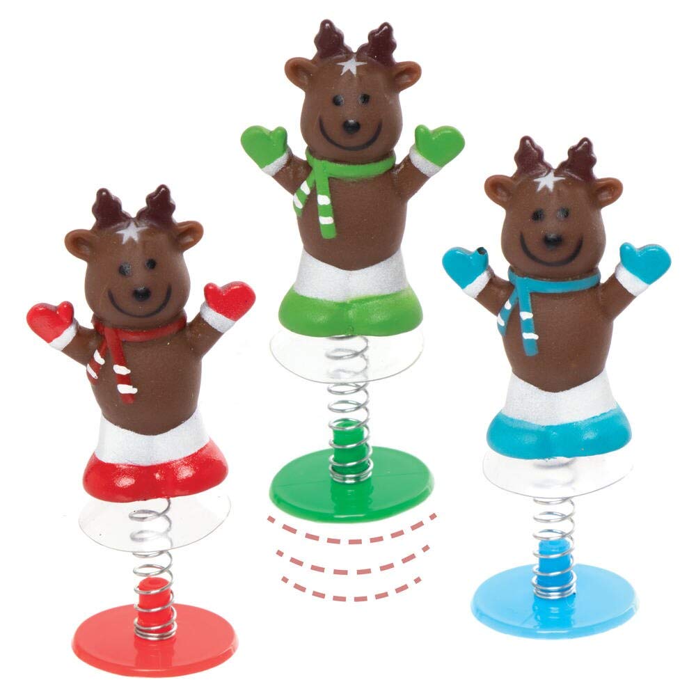 Baker Ross AX512 Reindeer Jump Up Toys - Pack of 6, Novelty Toys for Children, Ideal Party Bag Fillers and Small Gifts for Kids