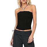 Mylleure Women Sheer Mesh Tube Top Back Zip Up Sleeveless Strapless Bandeau Crop Top Sexy See Through Going Out Streetwear