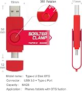 BORLTER CLAMP 64GB USB-C 3.0 Flash Drive 2-in-1 for Android Samsung LG Huawei view 6
