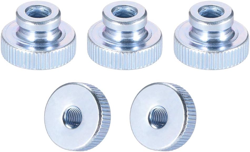sourcing map Knurled Thumb Nuts, 5Pcs M6x1mm Iron Round Knobs Fasteners for 3D Printer Parts, Silver Tone
