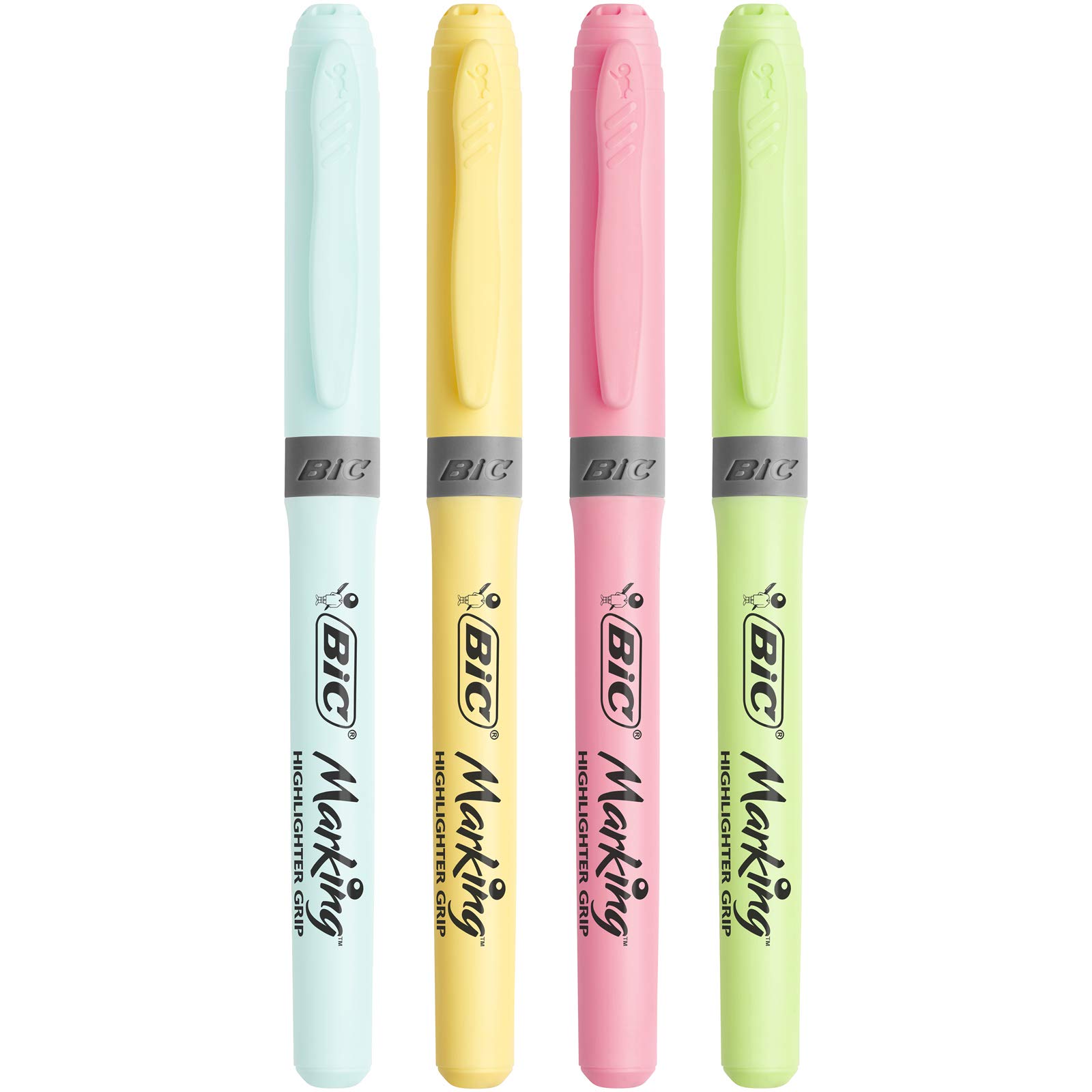 Bic Highlighter Grip Pens Assorted Pastel Colours, Pack of 4 Buy