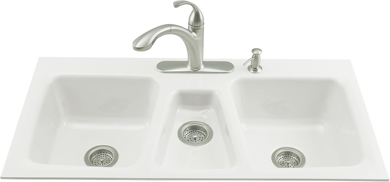 Kohler K 5893 4 0 Trieste Tile In Kitchen Sink White Amazon Com