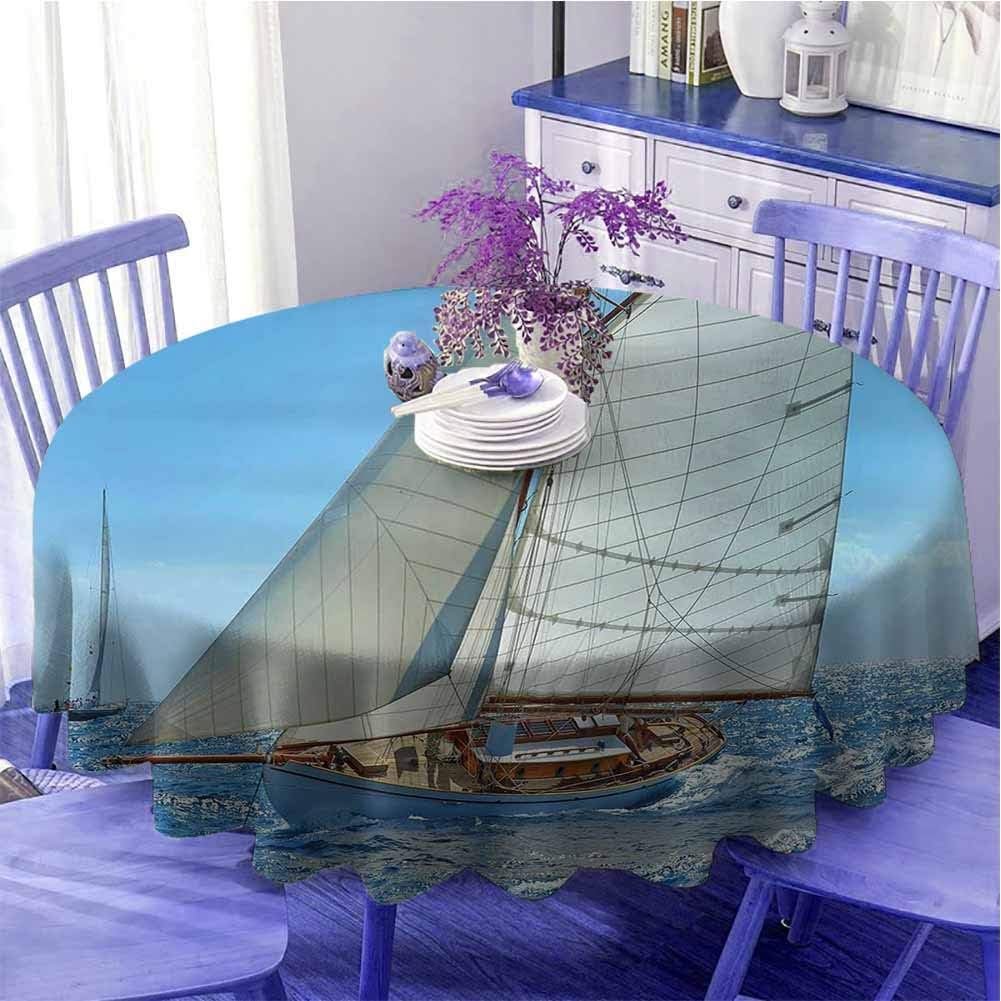 Nautische runde Tischdecke Home Segelboot auf dem Meer Regatta Race