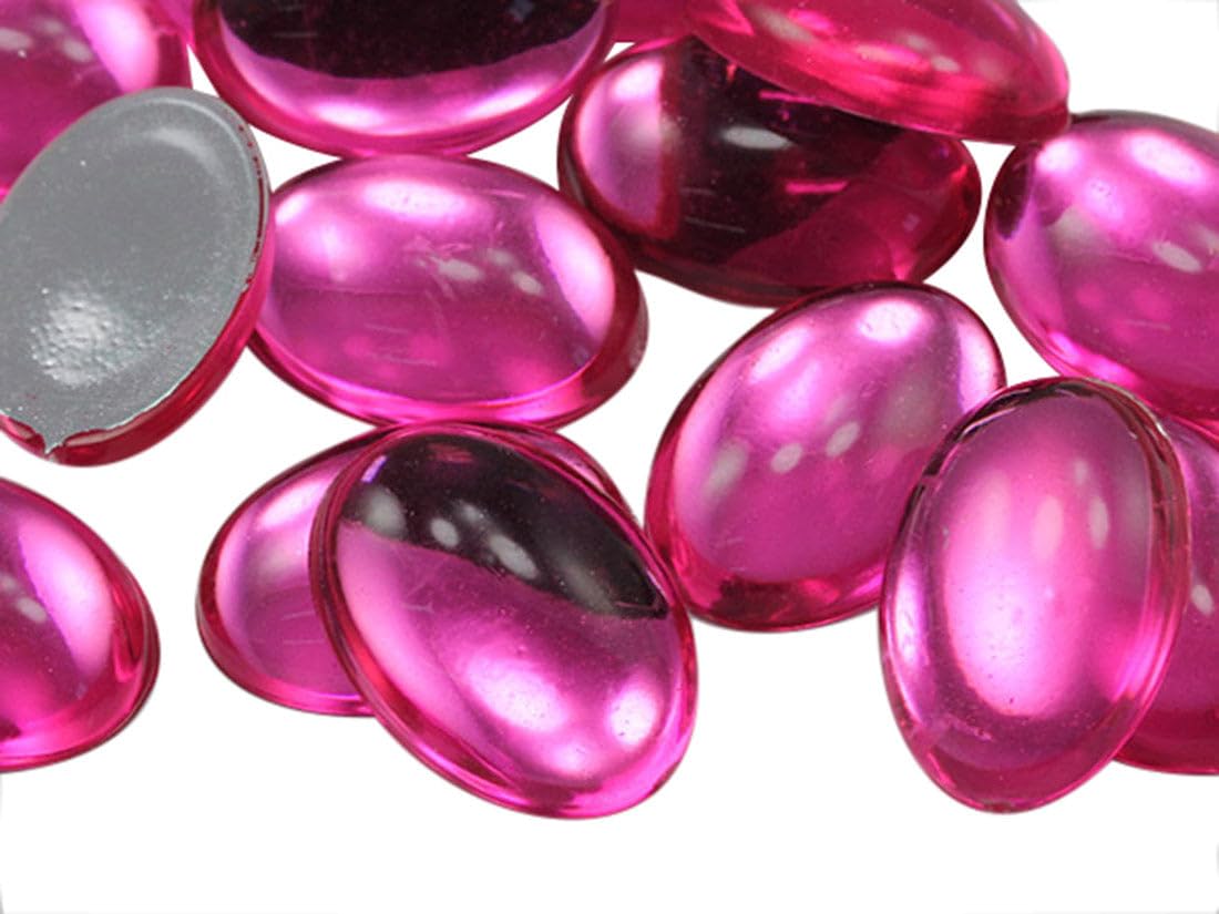 18x13mm Pink Hot .NAP01 Flat Back Oval Acrylic Cabochons Rhinestones Plastic Gems Embellishments for Crafts, Costumes, Card Invitations, Jewelry, Cosplay - 25 Pieces — image 1