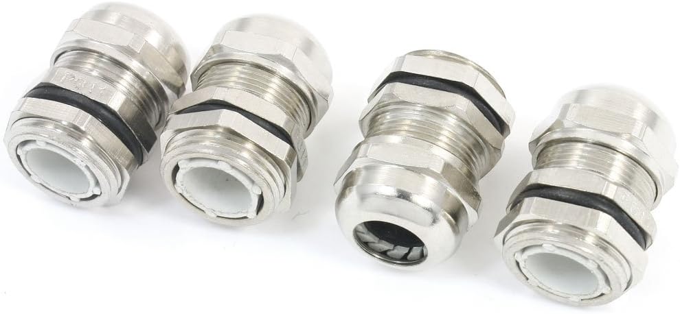 sourcingmap 4pcs PG11 Metal Waterproof Cable Gland Fastener for 5-10mm Dia Wire, Silver