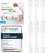 REDTRON Adjustable Cupboard Locks 6 Pack White Upgraded Double Lock System