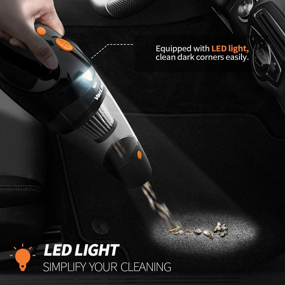 Vaclife Handheld Vacuum, Hand Vacuum Cordless with High Power, Mini Vacuum Cleaner Handheld Powered by Li-ion Battery Rechargeable Quick Charge Tech, for Home and Car Cleaning, Black & Orange -