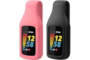 lepmok Clip Holder Accessory for Fitbit Charge 6/5, 2-pack (Desert Rose/Black)