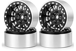 MORLORDY 4Pcs 1.0 Plus Beadlock Wheel Rims for 1/24 RC Crawlers Axial SCX24 Gladiator Deadbolt Bronco C10 JLU Upgrade Parts (Black)