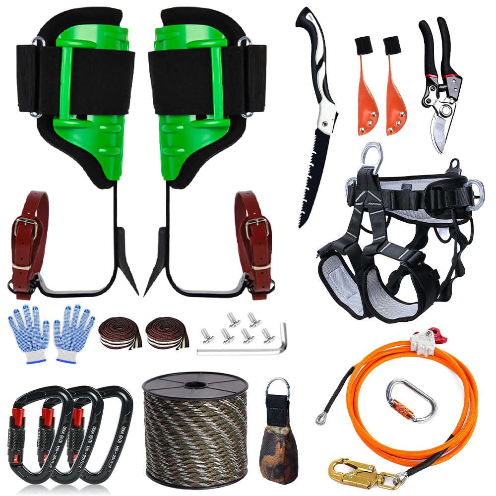 Photo 1 of MITOJOSYEER Tree Climbing Spikes for Logging Adjustable Tree Climbing Gear Tree Climbing Kit for Climbers Logging Fruit Picking Hunting