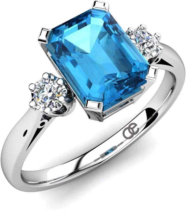 Moncoeur Ring Passion Blue Topaz + Engagement Rings 925 Sterling Silver + Blue Topaz Wedding Bands Silver + Swarovski Wedding Bands For Women + Perfect Fit + Luxury Gift Box