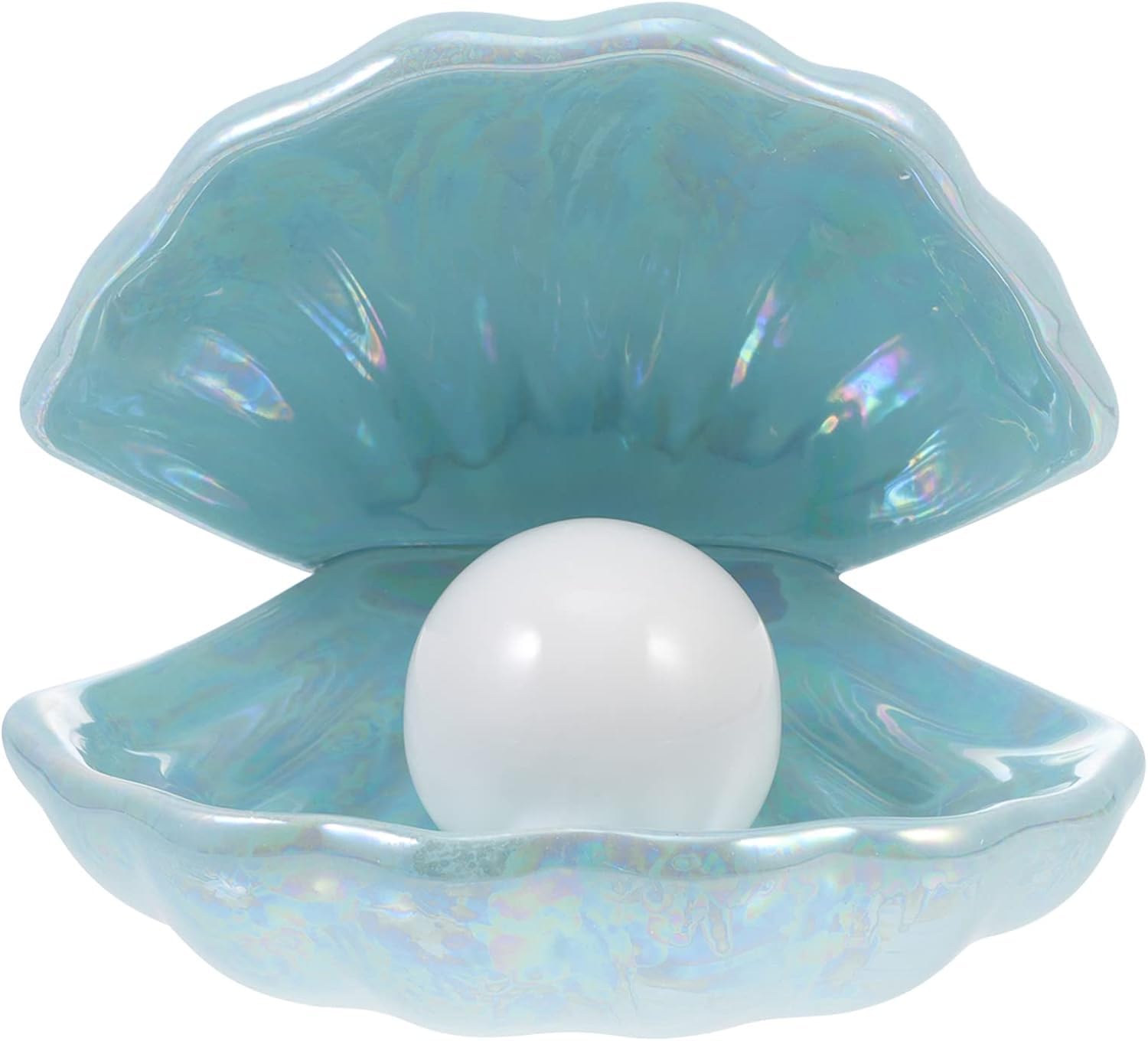 Photo 1 of Mikily‘s Elegant Ocean-Inspired Shell Pearl LED Ceramic Night Light with Warm White Light Perfect Portable Nightlight for Bedrooms or Living Room Decorations and Special Occasions (Blue)