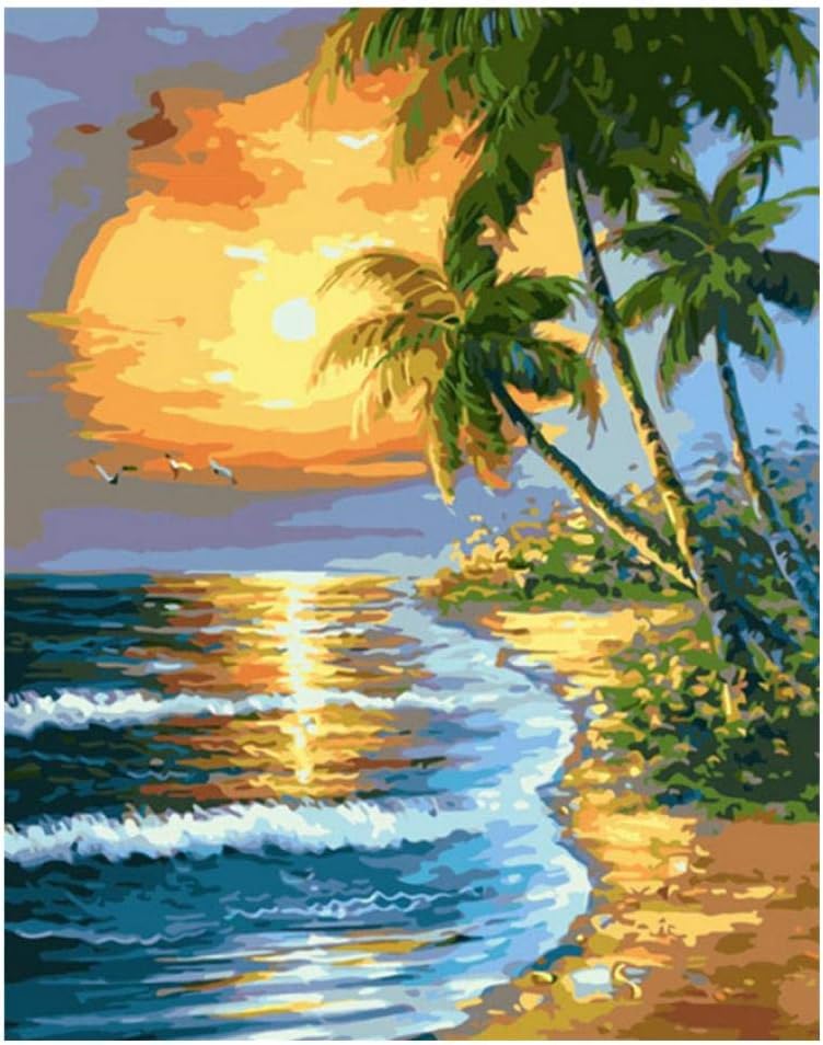 XXSCZ Malen nach Zahlen KitsSeaside Sunset Scenery-2 DIY Malen nach