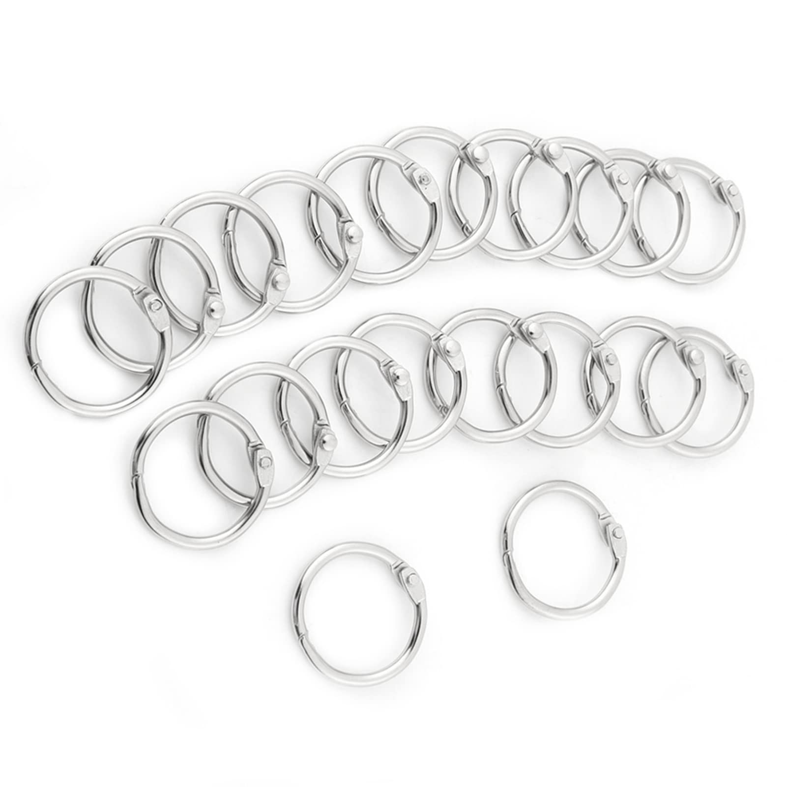 20Pcs Keyring Rings Metal Book 1.18inch Split Binder Spring O Rings,Spring Snap Clip Hooks Metal Paper for Album Scrapbook Shower Curtain Keychain
