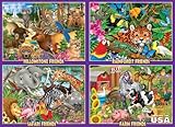 White Mountain Puzzles Animal Friends 4-in-1 Box - 100 Piece Jigsaw Puzzle