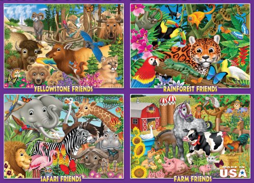 White Mountain Puzzles Animal Friends 4-in-1 Box - 100 Piece Jigsaw Puzzle