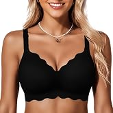 COCOMARTS Jelly Bras for Women No Underwire Scalloped Wireless Push Up Bra | Seamless Full Coverage Supportive Everyday Essentials Tshirt Bras, Soft Breathable Comfortable Bralettes