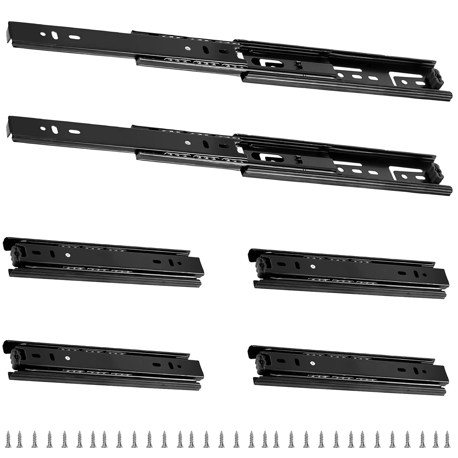 MANCHAP 6 PCS 200mm Drawer Slides Runner, 8 Inch Side Mount Ball Bearing Drawer Glides Sliding Rails with Screws for Cabinet, Drawers, 45Kg Capacity, Black
