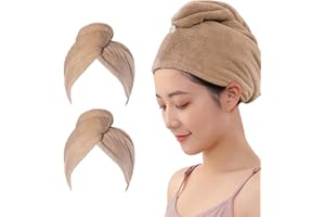 AGKXHDEC Microfiber Towel, Hair Turbans for Wet Hair, Drying Hair Wrap for Women(The Color of The Picture is for Reference only) (Brown,Brown)