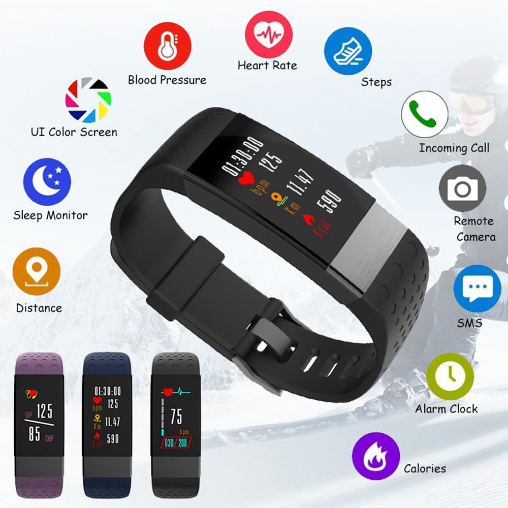 KXCD-TECH Fitness Tracker, Smartwatch with Heart Rate Monitor Waterproof Smart Fitness Watch with Pedometer Sleep Monitor, Show Text Messages, Step Counter Activity Wristband for Kids Women Men