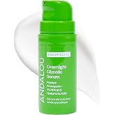 Andalou Naturals Resurfacing Overnight Glycolic Serum (1 fl oz) | 7% AHA Night Treatment for Rough Texture, Dark Spots and Dullness, Lactic Acid With Hyaluronic Acid and Pineapple Enzymes