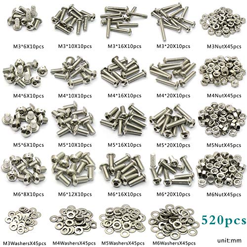 3 Stainless+Steel+Button+Screws+Assortment