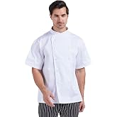Nanxson Unisex Chef Coat Short Sleeve Men's Chef Jacket Chef Uniform | Button design,Polyster Cotton fabric,summer chef shirt for Restaurant Kitchen,Stand collar,chef outfit