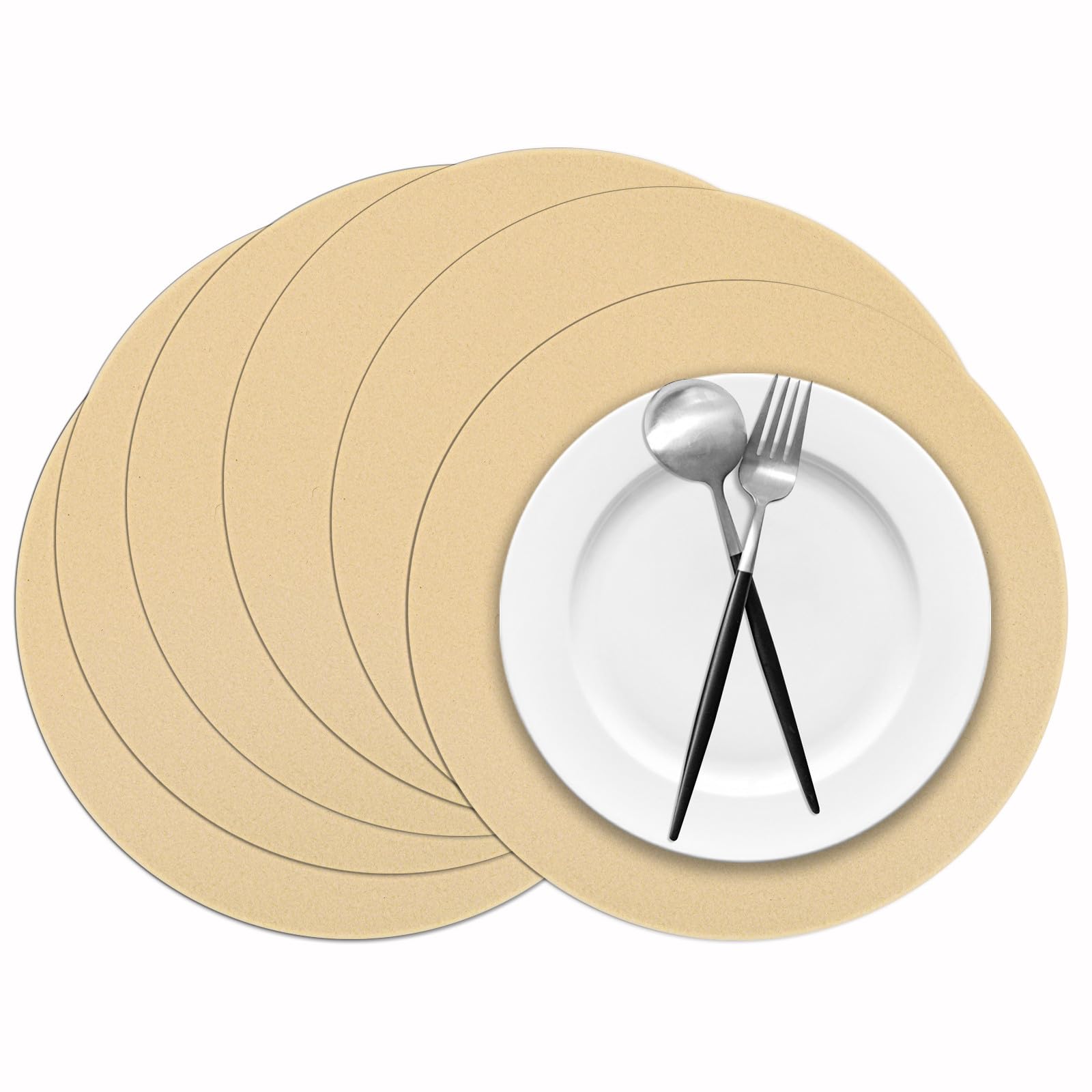 Photo 1 of 100 Pieces Kraft Paper Place Mats Brown Round Disposable Table Mats Decorative Placemats for Wedding Bridal Shower Black Birthday Party Dining Decor