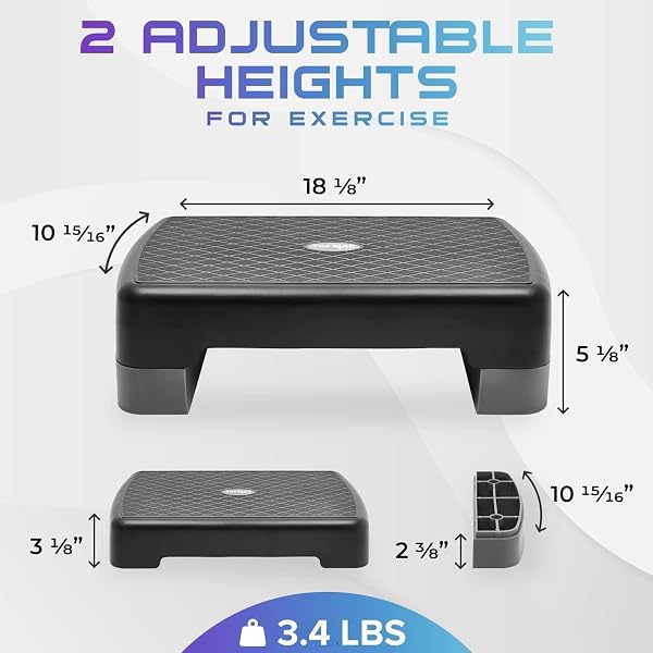 YES4ALL AEROBIC EXERCISE STEP PLATFORM WITH ADJUSTABLE RISERS FOR HOME GYM FITNESS WORKOUT