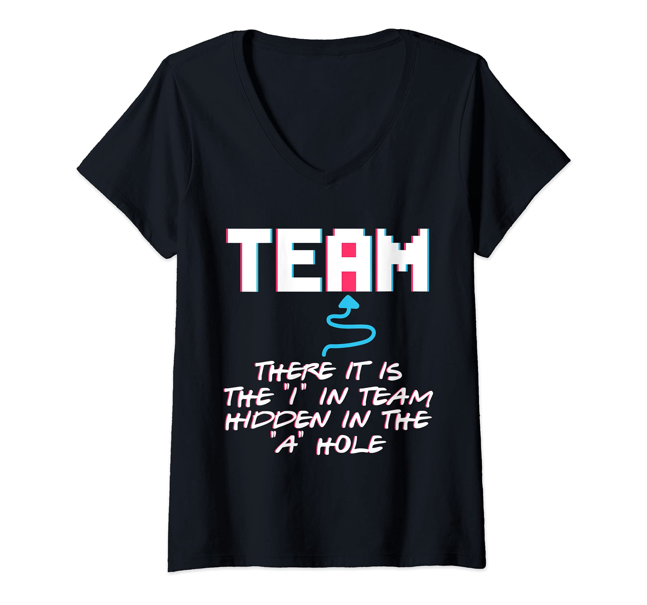 Womens There Is The I In The Team Hole Players League Basketball V-Neck T-Shirt