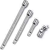 4 Piece 1/4 Inch Drive Extension Bar Set, 1/4 Inch Drive Socket Extension Set Includes 2, 4, and 6 Inch Extensions and 1/4 Inch drive Universal Joint Socket