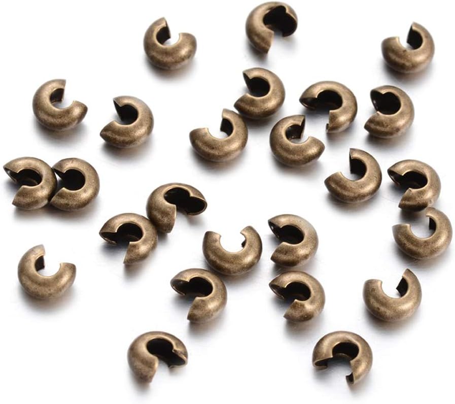 Pandahall 200pcs Brass Crimp Beads Covers 4mm Half Round Crimp Bead Knot Covers for