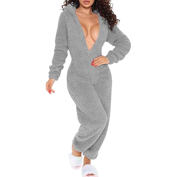 Winter Warm Vrouwen Onesies Pluizige Fleece Jumpsuits Nachtkleding Plus Size Hood Sets Pyjama voor Vrouwen (Bruin 2XL code