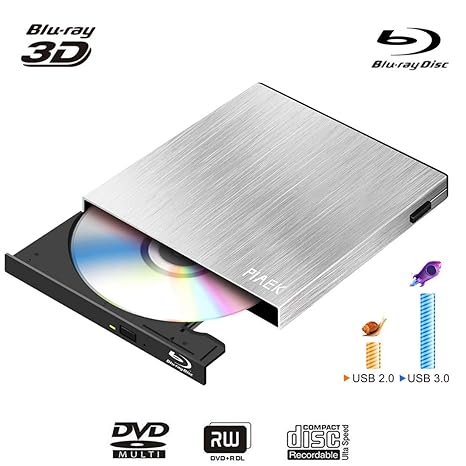 Blu Ray Externe DVD Laufwerk 3D Brenner,USB 3.0 Blueray CD Rom Player Tragbar für PC MacBook iMac os Windows 7/8/10/Vista/XP