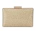 Damara Womens Sparkling Metal Lock Clutch Evening Bag,Gold