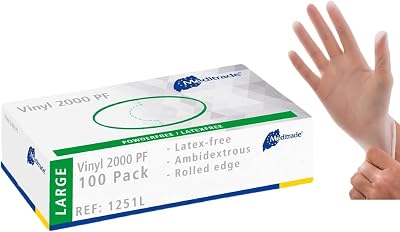Meditrade Vinyl 2000 PF Examination Gloves Medium Powderless Latex Free
