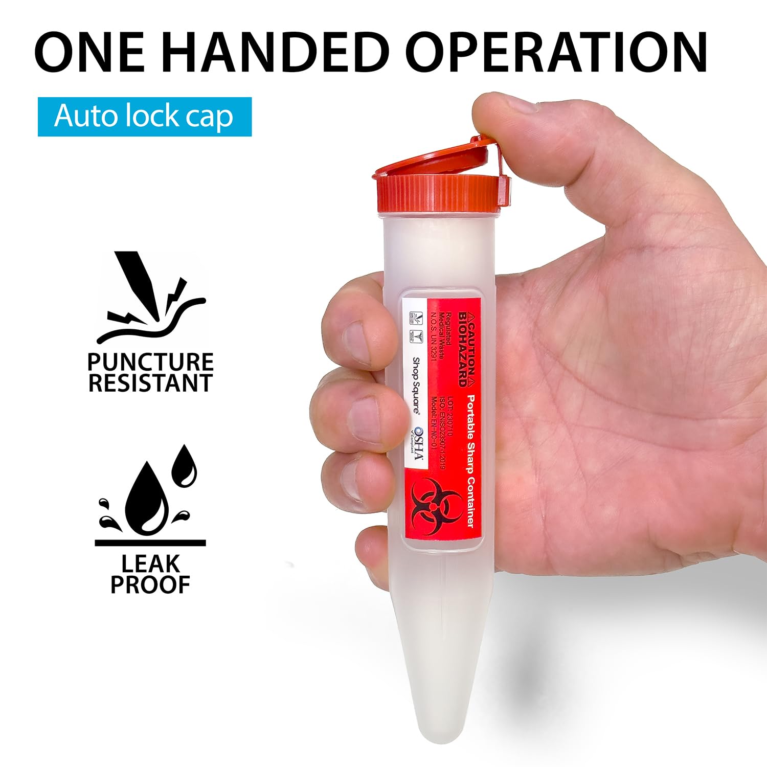 Small Sharps Containers, Travel Sharps Container, Transportable Sharps Container with Locking Mechanism, Professional Grade Mini Sharps Container - 6 Count