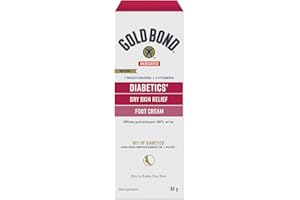 Gold Bond Medicated Diabetics' Dry Skin Relief Foot Cream, 96g Tube, Foot Cream for Dry Cracked Feet With 30% White Petrolatu