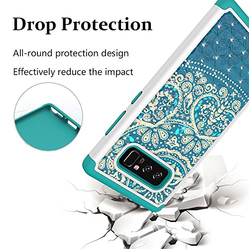 Note 8 Case, Galaxy Note 8 Case, MagicSky [Shock Absorption] Studded Rhinestone Bling Hybrid Dual Layer Armor Defender Protective Case Cover for Samsung Galaxy Note 8 (Flower1)