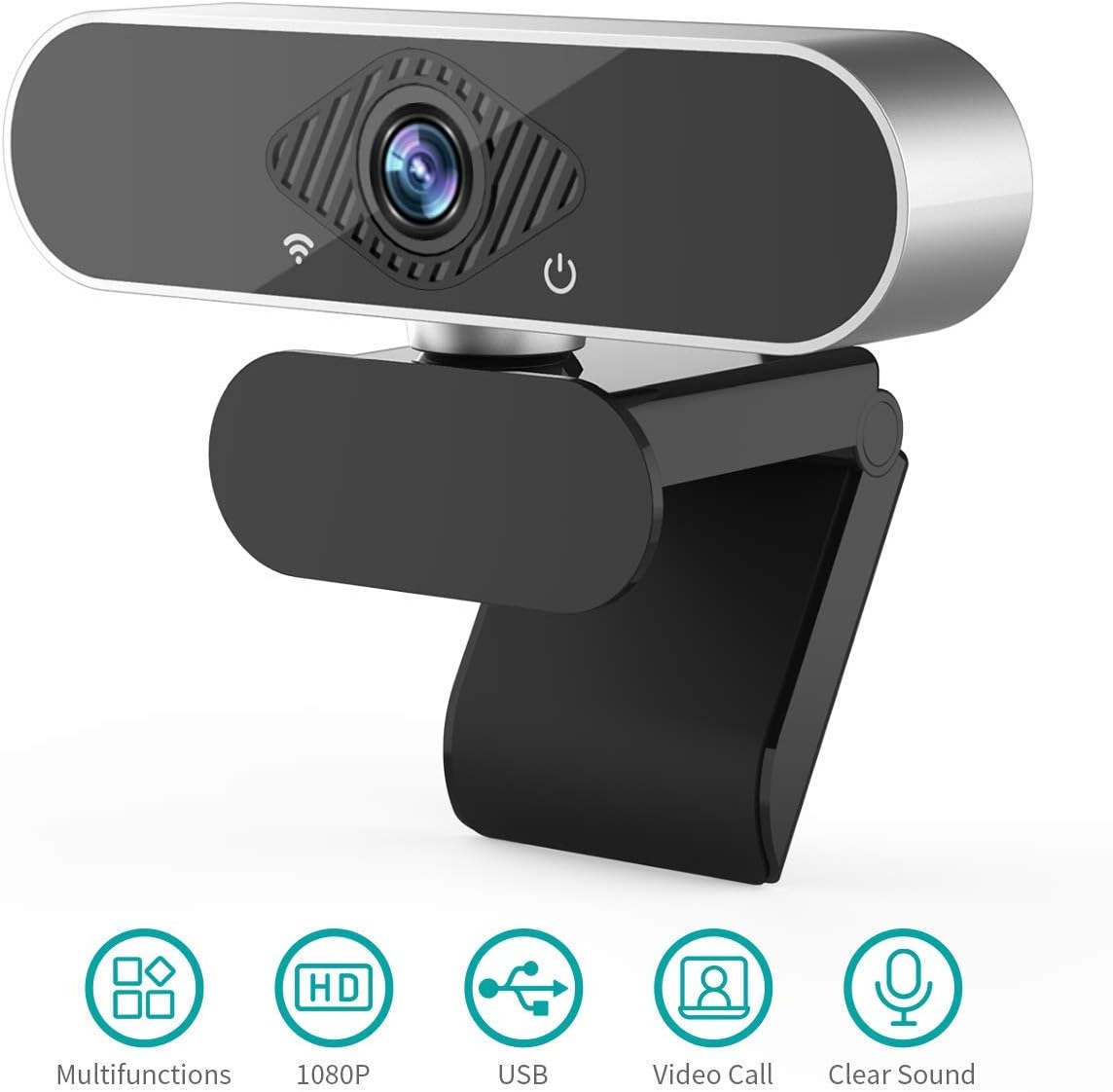 Webcam, 1080P USB Web Camera PC Camera with Microphone Web Cam for Gaming Conferencing Video Calling Business Meeting, Plug and Play Computer Camera with 120-Degree View Angl for PC, Desktop or Laptop