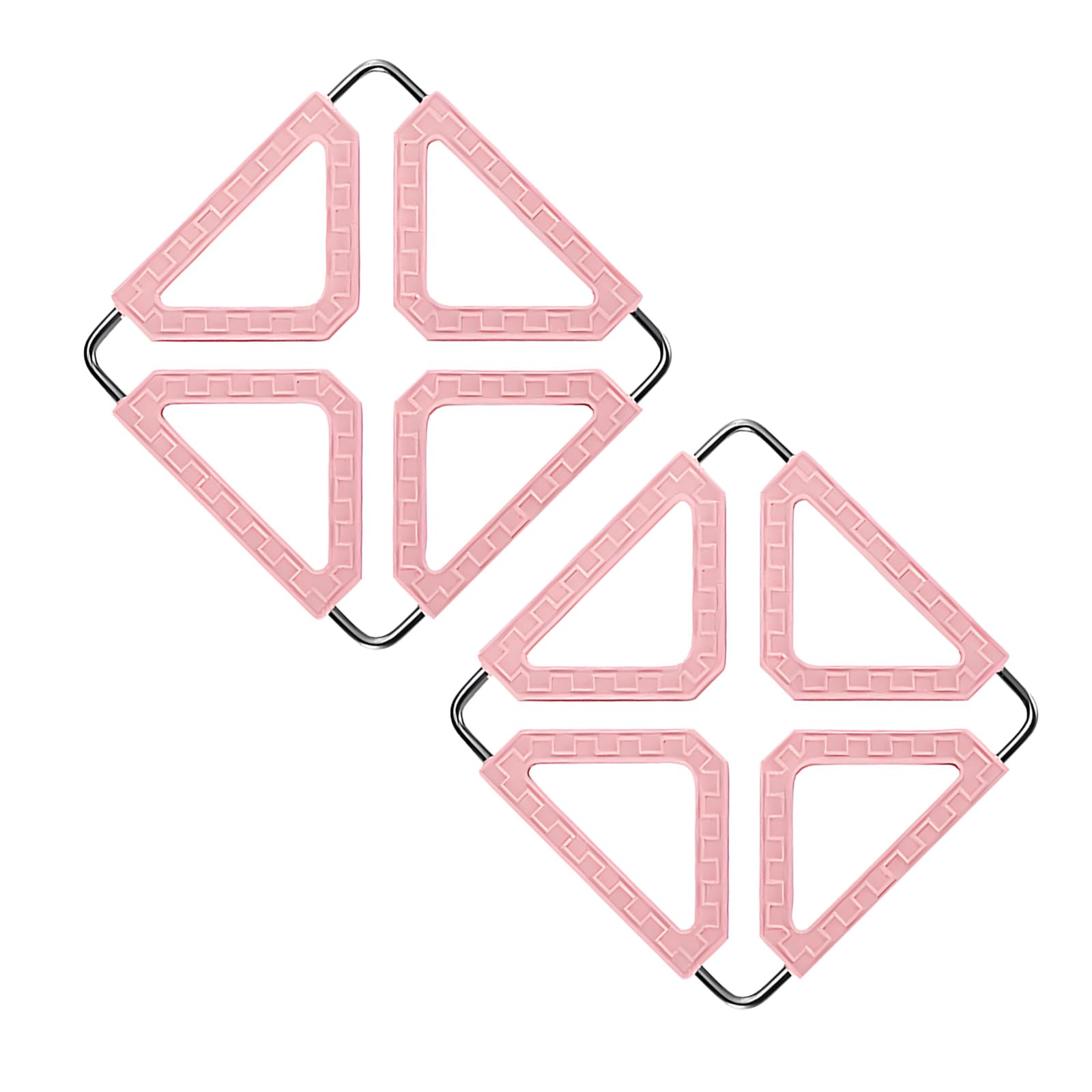 JXPXJMY 2PCS Silicone Trivet Mat Set with Foldable Stainless Steel Frame, Heat-Resistant Insulating Hot Pads for Pots Cups Plates and Bowls (Powdered)